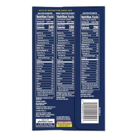 Salted Nuts Variety Pack, Assorted Flavors, 1.5 Oz/1.75 Oz Packs, 24/carton