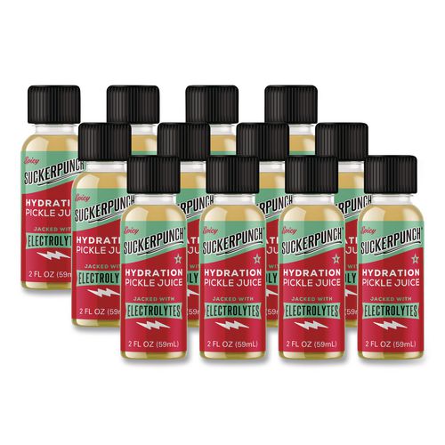 Spicy Pepper Hydration Pickle Juice Shooter, 2 Oz Bottle, 12/carton