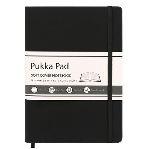 Soft Cover Notebook, College Rule, Black Cover, (96) 8.2 X 5.11 Sheets