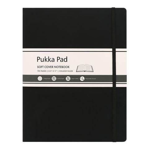 Soft Cover Notebook, College Rule, Black Cover, (96) 11 X 8.5 Sheets