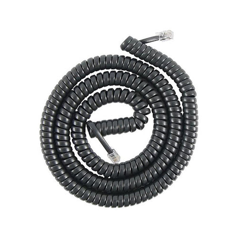 Coiled Telephone Cord, Plug/plug, 25 Ft, Black