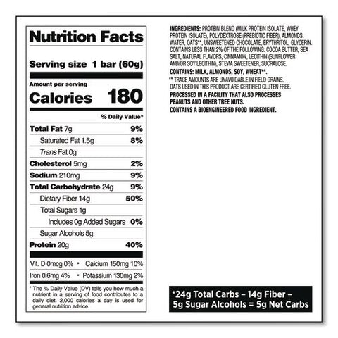 Oatmeal Chocolate Chip Protein Bar, 2.12 Oz, 12/box
