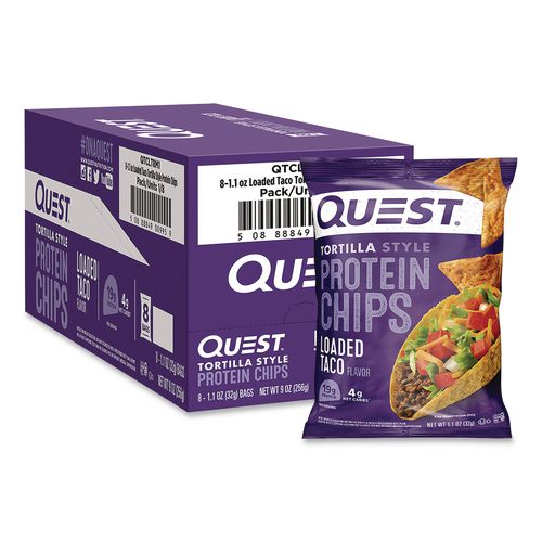 Loaded Taco Tortilla Style Protein Chips, 1.1 Oz Bags, 8/box