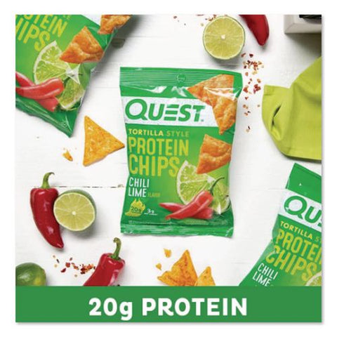 Chili Lime Tortilla Style Protein Chips, 1.1 Oz Bag, 8/carton