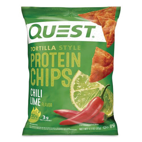 Chili Lime Tortilla Style Protein Chips, 1.1 Oz Bag, 8/carton