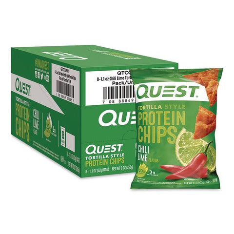 Chili Lime Tortilla Style Protein Chips, 1.1 Oz Bag, 8/carton