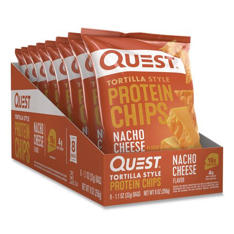 Nacho Cheese Tortilla Style Protein Chips, 1.1 Oz Bag, 8/pack