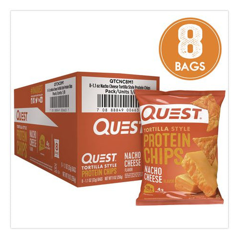 Nacho Cheese Tortilla Style Protein Chips, 1.1 Oz Bag, 8/pack