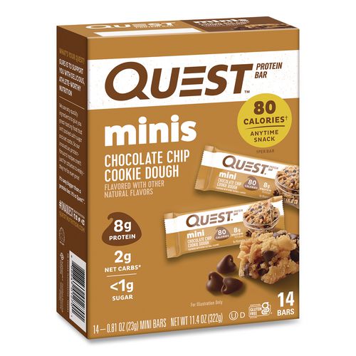 Protein Bar Minis, Chocolate Chip Cookie Dough, 0.81 Oz Bar, 14/box