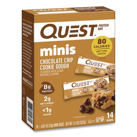 Protein Bar Minis, Chocolate Chip Cookie Dough, 0.81 Oz Bar, 14/box