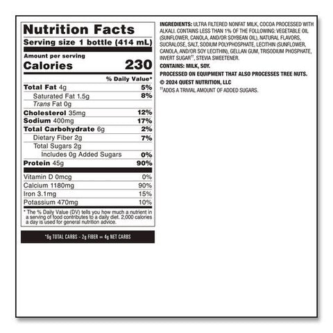 Protein Milkshakes, Chocolate, 14 Oz Bottle, 12/carton