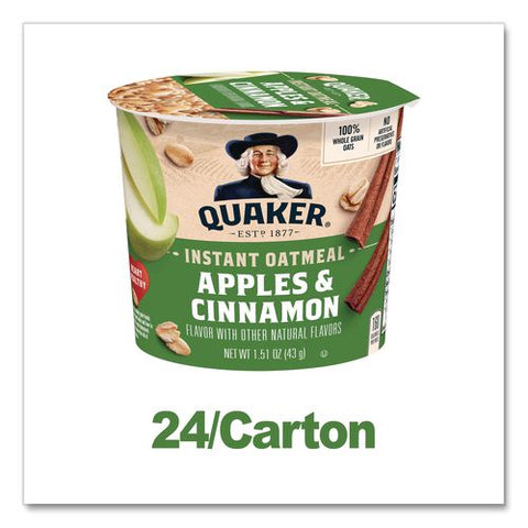 Instant Oatmeal, Apples And Cinnamon, 1.51 Oz Cup, 24/carton