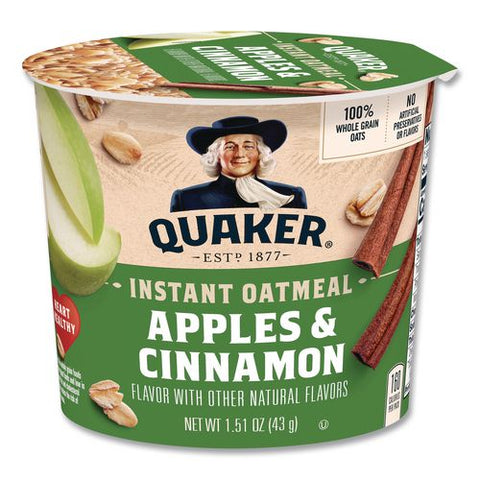 Instant Oatmeal, Apples And Cinnamon, 1.51 Oz Cup, 24/carton