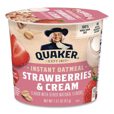 Instant Oatmeal, Strawberries And Cream, 1.51 Oz Cup, 12/carton