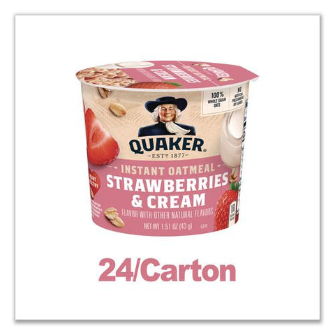Instant Oatmeal, Strawberries And Cream, 1.51 Oz Cup, 12/carton
