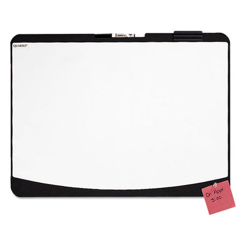 Tack/write Dry Erase Marker Board, 25.5" X 17.5", Black/white Surface, Black Plastic Frame