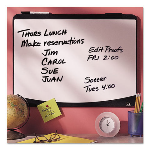 Tack/write Dry Erase Marker Board, 25.5" X 17.5", Black/white Surface, Black Plastic Frame