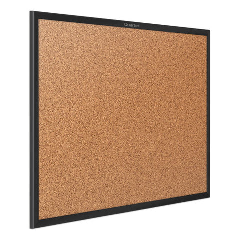 Classic Series Cork Bulletin Board, 24" X 18", Tan Surface, Black Aluminum Frame