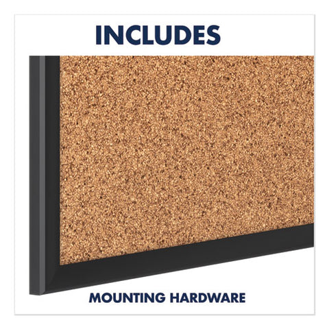 Classic Series Cork Bulletin Board, 24" X 18", Tan Surface, Black Aluminum Frame