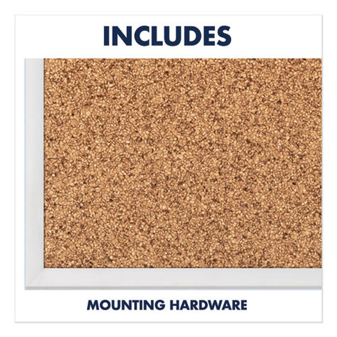 Classic Series Cork Bulletin Board, 24" X 18", Tan Surface, Anodized Aluminum Frame