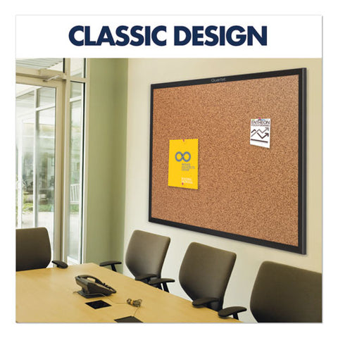 Classic Series Cork Bulletin Board, 36" X 24", Tan Surface, Black Aluminum Frame