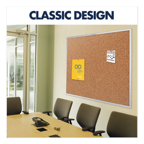 Classic Series Cork Bulletin Board, 36" X 24", Tan Surface, Anodized Aluminum Frame