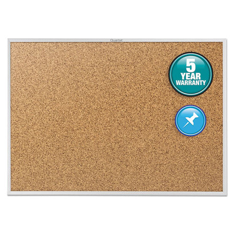 Classic Series Cork Bulletin Board, 60" X 36", Tan Surface, Anodized Aluminum Frame