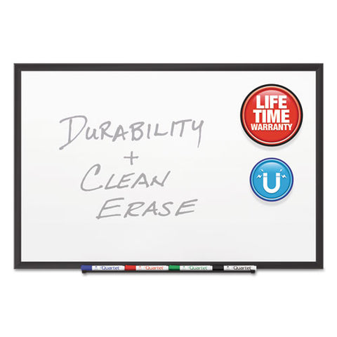 Classic Series Porcelain Magnetic Dry Erase Board, 36" X 24", White Surface, Black Aluminum Frame