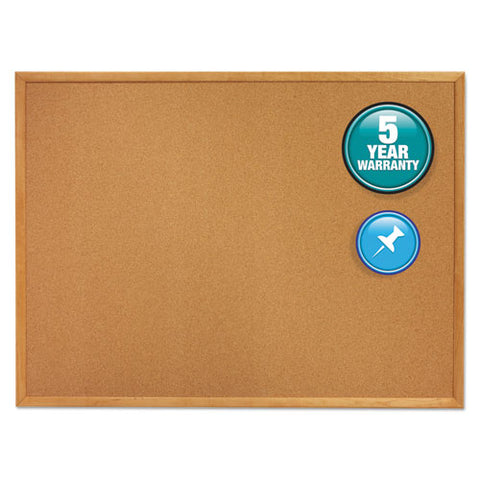 Classic Series Cork Bulletin Board, 36" X 24", Tan Surface, Oak Finished Fiberboard (mdf) Frame