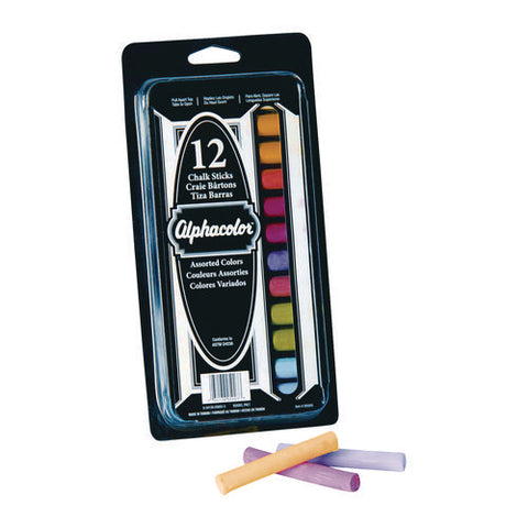 Alphacolor Colored Chalk, 8 Assorted Colors, 12/pack