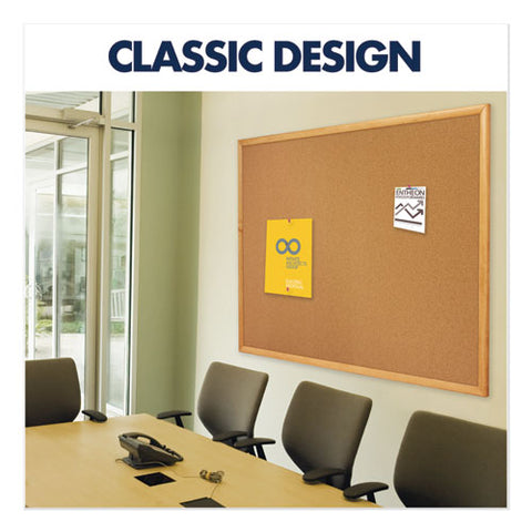 Classic Series Cork Bulletin Board, 96" X 48", Tan Surface, Oak Finished Fiberboard (mdf) Frame