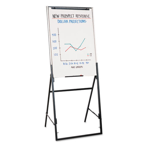 Futura Dry Erase Presentation Easel, 26" X 35", White Surface, Black Steel Frame