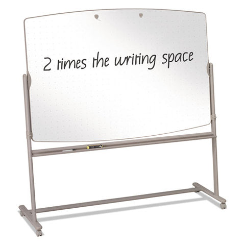 Total Erase Reversible Mobile Presentation Easel, 72" X 48", White Surface, Neutral Beige Steel Frame