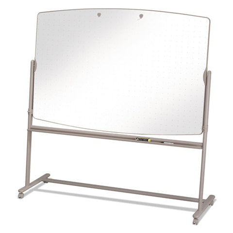 Total Erase Reversible Mobile Presentation Easel, 72" X 48", White Surface, Neutral Beige Steel Frame