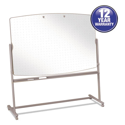 Total Erase Reversible Mobile Presentation Easel, 72" X 48", White Surface, Neutral Beige Steel Frame