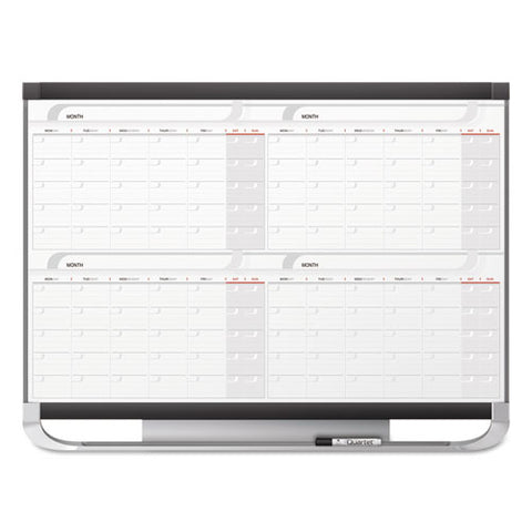 Prestige 2 Magnetic Total Erase Four-month Calendar, 36" X 24", White Surface, Graphite Gray Fiberboard/plastic Frame