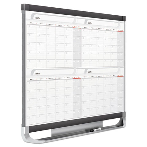 Prestige 2 Magnetic Total Erase Four-month Calendar, 48" X 36", White Surface, Graphite Gray Fiberboard/plastic Frame