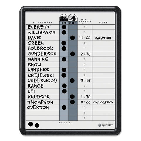 Employee In/out Board, Personnel In/out Tracking Chart, 11" X 14", White/gray Surface, Black Plastic Frame