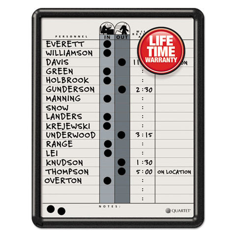 Employee In/out Board, Personnel In/out Tracking Chart, 11" X 14", White/gray Surface, Black Plastic Frame