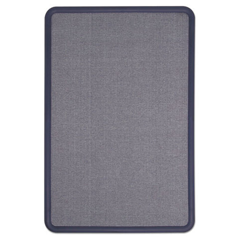 Contour Fabric Bulletin Board, 36" X 24", Light Blue Surface, Navy Blue Plastic Frame