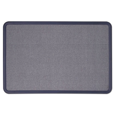 Contour Fabric Bulletin Board, 36" X 24", Light Blue Surface, Navy Blue Plastic Frame