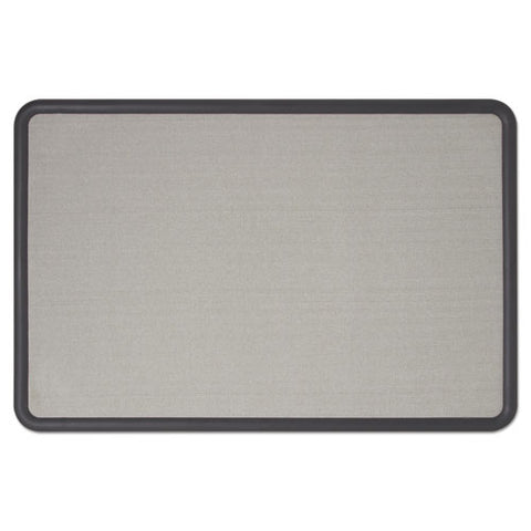 Contour Fabric Bulletin Board, 36" X 24", Gray Surface, Black Plastic Frame