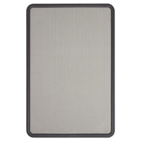 Contour Fabric Bulletin Board, 36" X 24", Gray Surface, Black Plastic Frame