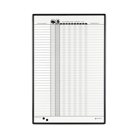 Employee In/out Board System, 36-person Tracking, 24" X 36", White/gray Surface, Black Aluminum Frame