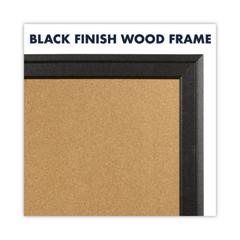 Cork Bulletin Board With Black Frame, 17" X 11", Tan Surface, Black Fiberboard (mdf) Frame