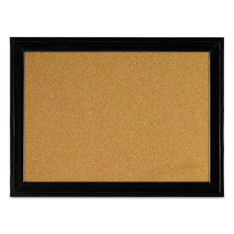 Cork Bulletin Board With Black Frame, 17" X 11", Tan Surface, Black Fiberboard (mdf) Frame