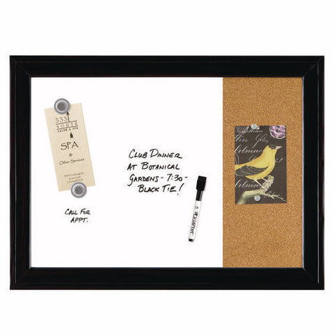 Home Decor Combo Magnetic Dry Erase/bulletin Board, 23" X 17", Tan/white Surface, Black Wood Frame