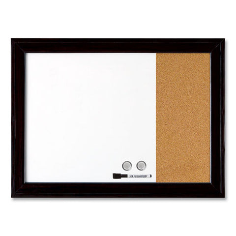 Home Decor Combo Magnetic Dry Erase/bulletin Board, 23" X 17", Tan/white Surface, Black Wood Frame