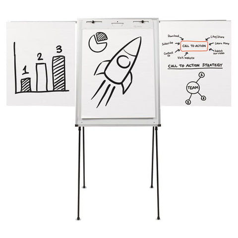 Dry Erase Steel Easel, 29" X 40", White Surface, Satin Aluminum Frame