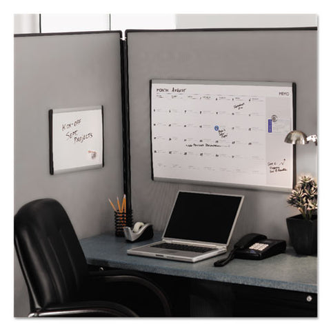 Arc Frame Cubicle Board, Magnetic Dry Erase, 24" X 14", White Surface, Satin Aluminum Frame